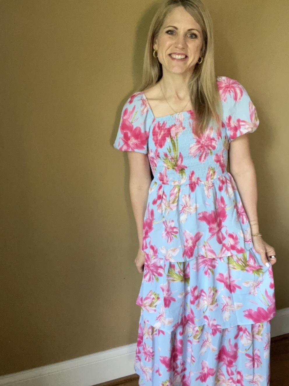 SO ME Sunset Dreamin' Smocked Sleeveless Casual Everyday Dress With Slit in Cream main image 0